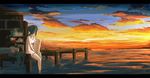  clouds dress hatsune_miku long_hair samidare_(okayou) scenic sky sunset vocaloid water 