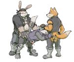  anal bandanna boots butt canine chain_necklace chaps clothing corruption fellatio fingerless_gloves footwear fox fox_mccloud gloves group harness hyenaface hypnosis jacket lagomorph leather leather_jacket male male/male mammal mind_control nintendo oral penis peppy_hare rabbit sex smile spiral_eyes star_fox tail_grab video_games wolf wolf_o&#039;donnell 