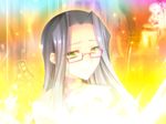  2girls black_hair blush breasts fire game_cg glasses hikage_eiji koihime_musou large_breasts multiple_girls shuuyu sonsaku 