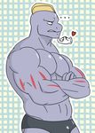  &lt;3 abs biceps big_muscles bulge crossed_arms disembodied_hand grey_skin humanoid luigiman machoke male muscles nintendo pecs pok&#233;mon pok&eacute;mon pokemon_amie pose scales solo speedo standing swimsuit topless underwear unimpressed video_games 