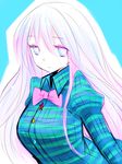  bow bowtie checkered checkered_shirt han_(jackpot) hata_no_kokoro long_hair pink_eyes pink_hair plaid plaid_shirt shirt solo touhou very_long_hair 