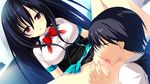  1boy 1girl artist_request black_hair blush censored character_request cocoro@function! cunnilingus game_cg hayami_asagao hinata_momo indoors oral pussy red_eyes school_uniform skirt source_request spread_legs 