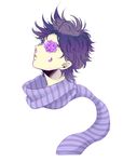  blue_eyes flower jojo_no_kimyou_na_bouken joseph_joestar_(young) male_focus noir39 purple_hair scarf solo 