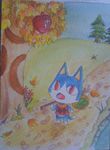  2013 animal_crossing apple feline flower fruit looking_up mammal nintendo red_eyes rover_(animal_crossing) solo tree unknown_artist video_games 