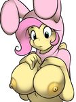  anthro anthrofied big_breasts blue_eyes breasts bunny_costume equine female fluttershy_(mlp) friendship_is_magic hair horse kloudmutt mammal my_little_pony nipples pegasus pink_hair plain_background pony solo wings 