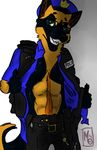  at canine clothing dog eyewear fur german_shepherd glasses hat looking looking_at_viewer male mammal miharu_okami police_officer uniform viewer yellow_eyes 