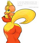  back_turned big_breasts big_butt blue_eyes breasts butt canine delphox english_text female fennec fox huge_butt jigglybutts looking_back mammal nintendo plain_background pok&#233;mon pok&eacute;mon side_boob solo text video_games voluptuous white_background wide_hips 