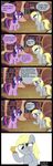  blonde_hair comic cutie_mark derpy_hooves_(mlp) dialog english_text equine female feral food friendship_is_magic frown fur grey_fur hair horn horse huskkies long_hair looking_at_viewer mammal muffin multi-colored_hair my_little_pony open_mouth pegasus pony purple_eyes purple_fur purple_hair shocked smile text tongue twilight_sparkle_(mlp) unicorn wings yellow_eyes 