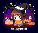  bat blush_stickers candy cat chen chibi food halloween hat nagamo_sakana pumpkin solo touhou witch_hat 