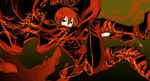  adapted_costume alternate_costume alternate_eye_color black_gloves boots bow brown_eyes cape gloves hair_bow knee_boots long_sleeves looking_at_viewer pants red_hair sekibanki shigureru shirt solo touhou 