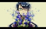  black_hair blue_eyes flowers fushimi_saruhiko glasses k_(anime) male yu_54a 