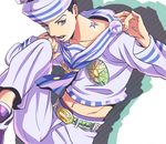  bad_id bad_pixiv_id black_hair bubble dixie_cup_hat green_eyes hat higashikata_jousuke_(jojolion) jojo_no_kimyou_na_bouken jojolion male_focus military_hat rag713kuro2 sailor solo 