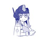  akagi_(kantai_collection) blush closed_mouth japanese_clothes kantai_collection long_hair looking_at_viewer monochrome muneate o_o parody shishigami_(sunagimo) simple_background smile solo transformers white_background 