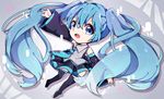  bad_id bad_pixiv_id blue_eyes blue_hair chibi detached_sleeves hatsune_miku long_hair moyuna_(shinomiya) necktie open_mouth skirt solo thighhighs twintails very_long_hair vocaloid 