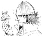  1up bjorn_(vinland_saga) greyscale helmet lowres male_focus mario_(series) monochrome mushroom nasal_helmet nishizawa_saburou parody sketch solo super_mario_bros. viking vinland_saga 