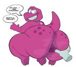 accessory ambiguous_gender anthro anus axelfloof backsack balls big_butt butt dinosaur duo gameoverse genitals glitch_productions gobbles_(gameoverse) grin hi_res huge_butt huge_thighs hyper hyper_butt looking_back male male/ambiguous male_focus necktie nude_male penis prehistoric_species purple_body purple_scales reptile scales scalie short_tail shortstack shortstack_male smile solo_focus spread_anus spread_butt spreading tail thick_thighs
