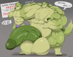 absurd_res air_puff anon_(zheko) anthro big_muscles big_penis canid canine canis clothing english_text genitals growth hi_res huge_muscles huge_penis hybrid hyena hyper hyper_genitalia hyper_muscles hyper_penis male mammal muscle_growth muscular penis purple_clothing purple_speedo purple_swimwear solo sound_effects speedo standing swimwear text thumb_puffing wani_panic wolf