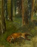 19th_century ambiguous_feral ambiguous_gender ancient_art canid canine detailed_background digitigrade edgar_degas eyes_closed feral forest forest_background fox fur grass hi_res lying mammal nature nature_background oil_painting_(artwork) on_side outside painterly painting_(artwork) plant quadruped red_fox side_view signature solo tail traditional_media_(artwork) traditional_painting_(artwork) tree true_fox