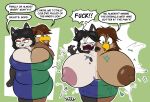 2_heads 5_fingers accipitrid accipitriform angry anthro avian beak belly bird black_hair black_nose breast_growth breasts brown_body brown_fur brown_nipples canid canine canis cleavage clothed clothing conjoined domestic_dog dress eagle female fingers fur green_background green_eyes growth hair hi_res husky mammal mismatched_nipples multi_head multicolored_body nipples non-mammal_nipples nordic_sled_dog open_mouth orange_beak overweight overweight_anthro overweight_female pilot_(pilot129) pink_nipples pink_tongue sharp_teeth simple_background skewedl0gic solo spitz standing teeth tongue