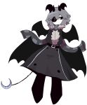  absurdres artist_request crescent_moon demon eyepatch grey_hair highres horns moon multiple_horns multiple_wings non-web_source original scarf sleeves_past_wrists source_request spirit wings 