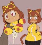  anthro blush bodily_fluids breath clothed clothing cum cum_drip cum_on_plushie dripping duo felid feline female fully_clothed gameoverse genital_fluids glitch_productions hi_res kit_(gameoverse) male male/female mammal neo_hajime offscreen_sex plushie shocked solo sparkle_doll_onahole sweat 