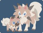  blue_background blue_eyes blush_stickers commentary_request lycanroc lycanroc_(midday) no_humans pokemon pokemon_(creature) pokemon_focus rizu_(rizunm) rockruff simple_background smile 