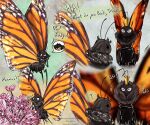 2_antennae 4_legs 4_wings alternate_species antennae_(anatomy) aroused arthropod arthropod_abdomen big_wings black_antennae black_body butterfly crossed_arms disney dot_eyes drinking drinking_straw duo eyelashes female female_taur flower flying head_tuft hi_res hoppers_(disney) huge_wings insect insect_wings lepidopteran lepidopteran_wings looking_at_another mabel_tanaka monarch_butterfly multi_wing multicolored_wings nude open_mouth open_smile orange_wings pink_flower pixar plant quadruped ruff simple_eyes smile solo spread_wings standing taur titus_(hoppers) tuft wings wolfkice_(artist)