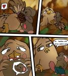 acorn anal anal_penetration anthro avian bird bodily_fluids bottomwear clothing comic cum cum_in_mouth cum_inside cum_on_face cum_on_penis day duo erection feathers feral food fruit genital_fluids genitals hi_res humor light male male/male mammal masturbation money mouse murid murine nature nature_background nut_(fruit) oral owl pants penetration penis penis_size_difference plant prosthetic rodent secretly_loves_it shaded sirunfurr size_difference sunlight text