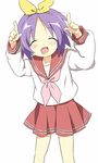  bad_id bad_pixiv_id blush happy hiiragi_tsukasa lucky_star maruki_(punchiki) pink_neckwear purple_hair ryouou_school_uniform school_uniform serafuku short_hair skirt solo 