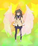  bad_id bad_pixiv_id brown_hair clannad closed_eyes hat hikarizaka_private_high_school_uniform ibuki_fuuko long_hair pantyhose party_hat school_uniform solo uni_(gugurutan) wings 