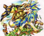 bird brown_hair bucket colt_(monster_farm) horns izumi_asuka joy_(monster_farm) monster_farm short_hair tiger_(monster_farm) toucan 