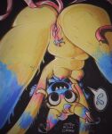2_horns absurd_res all_fours animate_inanimate anthro ass_up big_butt blue_body blue_fur blue_horn blushcrunch_studio bodily_fluids breasts butt dandy's_world dripping_vulva female fur genital_fluids genitals hi_res horn living_pinata looking_down madewithgranny medium_breasts piercing pinata pink_body pink_fur pink_horn pink_vulva red_body red_fur sharp_teeth smile solo speech_bubble sweat sweatdrop sweatdrop_(iconography) teeth thick_thighs toon_(dandy's_world) vaginal_fluids vulva yatta_(dandy's_world) yellow_body yellow_fur yellow_horn