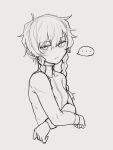  ... 1girl :/ amane_suzuha braid cheshigom commentary from_side greyscale highres jitome long_hair looking_at_viewer monochrome science_adventure solo spoken_ellipsis steins;gate twin_braids untranslatable_commentary upper_body 