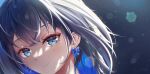  1girl absurdres black_hair blue_eyes blue_hair chia-yu_huang close-up earrings english_text highres hololive hololive_english jewelry multicolored_hair ouro_kronii smile solo textless_version two-tone_hair virtual_youtuber 