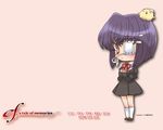 artist_request chibi ef eyepatch kneehighs purple_hair school_uniform shindou_chihiro short_hair socks solo wallpaper 