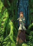  copyright_request forest long_hair long_skirt minami_(yuumi_kirio) nature pink_hair skirt solo tree 