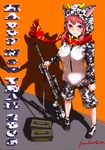  2009 ammunition animal animal_print camouflage chinese_zodiac copyright_request cow_hood cow_print digital_camouflage gun happy_new_year hood new_year pink_hair rifle scarf scope shadow smile sniper_rifle solo weapon year_of_the_ox yoruki_yuu 