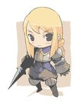  agrias_oaks armor artist_request black_eyes blonde_hair blush braid chibi final_fantasy final_fantasy_tactics long_hair solo sword weapon 