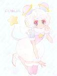  1girl :3 blue_eyes bubble_skirt full_body fuwa_(precure) nene_(oneoneo13) pink_thighhighs precure puffy_short_sleeves puffy_sleeves see-through_clothes see-through_sleeves shoes short_hair short_sleeves simple_background skirt solo star_(symbol) star_in_eye star_twinkle_precure symbol_in_eye thighhighs white_background white_hair wrist_cuffs 