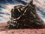  alien bad_id bad_pixiv_id child cloud copyright_request desert dog dress epic pet realistic rock scenery science_fiction shirakaba space_craft wreckage 
