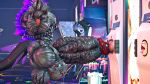 absurd_res anthro arcade_machine balls big_muscles chained_collar dragon fucking_machine genitals hair hi_res huge_muscles hyper hyper_muscles machine male muscular muscular_cock mythological_creature mythological_scalie mythology penis purple_hair roxydrake scalie second_life size_difference solo vein veiny_balls veiny_penis
