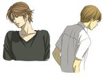  atobe_keigo blonde_hair brown_hair hiyoshi_wakashi male_focus multiple_boys sakatsuki sweater tennis_no_ouji-sama 