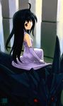  altrouge_brunestud black_hair dress elbow_gloves flat_chest gloves gown highres long_hair nfb-zmc primate_murder princess red_eyes smile solo tsukihime 