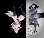 2026 3d_(artwork) anatid anseriform anserine anthro armwear avian big_breasts bikini bird bird's-eye_view black_armwear black_clothing black_elbow_gloves black_fingerless_gloves black_gloves black_hair black_handwear black_legwear black_talons black_thigh_highs breasts clothing crossgender demon digital_media_(artwork) duo elbow_gloves eyelashes feather_hair feathers female fingerless_gloves full-length_portrait glistening glistening_body gloves glowing glowing_eyes grey_bikini grey_clothing grey_swimwear hair hand_behind_head hand_on_crotch hands_behind_head handwear hellaverse helluva_boss hi_res high-angle_view impaer_jaster legwear long_hair looking_at_viewer lying married_couple mtf_crossgender navel non-mammal_breasts non-mammal_navel on_back open_mouth open_smile owl pink_sclera portrait pseudo_hair purple_bikini purple_body purple_clothing purple_swimwear red_sclera skindentation smile smiling_at_viewer stella_(helluva_boss) stolas_(helluva_boss) swan swimwear tail tail_feathers thick_thighs thigh_highs thigh_strap toeless_thigh_highs translucent_thigh_highs two-piece_swimsuit ventral_groove watermark white_body white_feathers wide_hips wife_and_wife