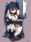  breast_hold choujigen_game_neptune noire oekakizuki sword thighhighs torn_clothes 