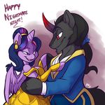 &lt;3 beauty_and_the_beast bluntwhisky clothing couple dialog duo ear_piercing equine female friendship_is_magic hooves horn invalid_tag king_sombra_(mlp) love male my_little_pony piercing red_eyes romantic smile text twilight_sparkle_(mlp) unicorn winged_unicorn wings 