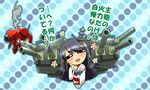  bangs black_hair blunt_bangs blush chibi crossover fusou_(kantai_collection) gerbera_tetra gundam gundam_0083 hand_on_own_cheek japanese_clothes kanno_takanori kantai_collection long_hair pleated_skirt skirt solo translated 