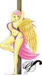  alpha_channel anthro anthrofied big_breasts bikini blue_eyes breasts cleavage clothed clothing cutie_mark dancing equine female fluttershy_(mlp) friendship_is_magic hands_behind_head horse looking_at_viewer looking_at_viwewer mammal my_little_pony pegasus plain_background pole pole_dancing pony pose post swimsuit transparent_background wings xlblackinklx 