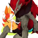  &#12450;&#12524;&#12385; ??? blue_eyes blush braixen canine fennec fox frottage gay hair knot male mammal nintendo penis pok&#233;mon pok&eacute;mon red_hair size_difference small_penis video_games wide_hips zoroark 