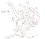  bubble dated diving fetal_position full_body helmet hose lineart monochrome original plantar_flexion simple_background solo translation_request underwater water white_background yanagi_yagiaji 